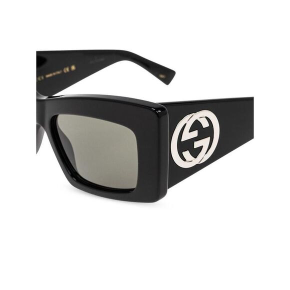GUCCI Rectangular Acetate Women's Sunglasses Women BLACK - Picture 3 of 3